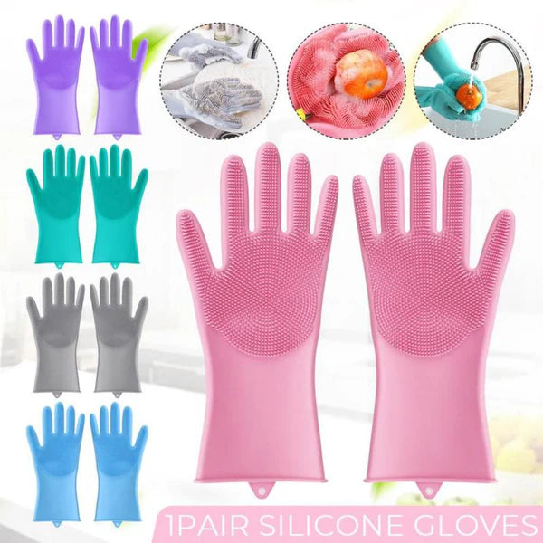 Silicone Dishwashing Brush Silicone Magic Gloves In Random Colors