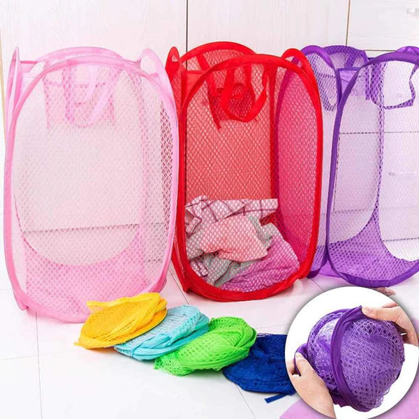 Mesh Laundry Basket Washing Garment Clothes Storage