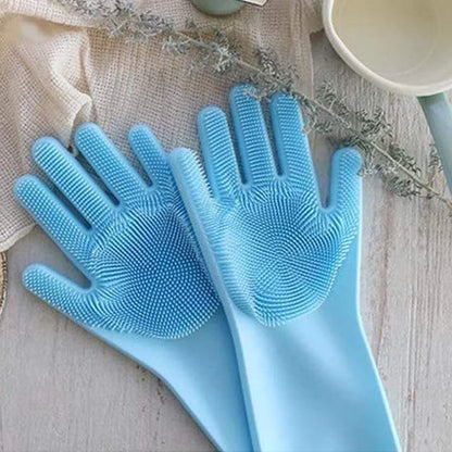 Silicone Dishwashing Brush Silicone Magic Gloves In Random Colors