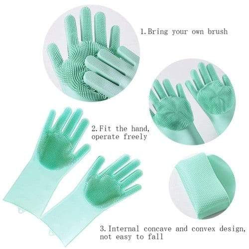 Silicone Dishwashing Brush Silicone Magic Gloves In Random Colors