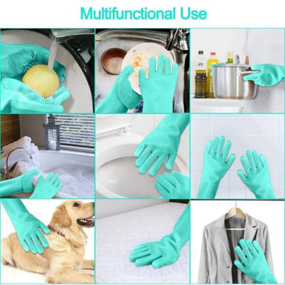 Silicone Dishwashing Brush Silicone Magic Gloves In Random Colors