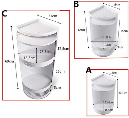 3 Tier Rotating Corner Cosmetic Accessories Shelf Bathroom Shelf Rack Organizer