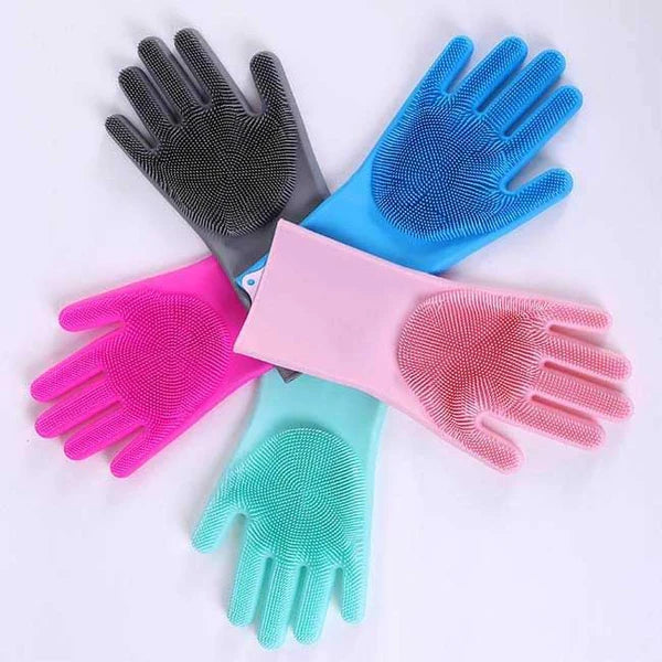 Silicone Dishwashing Brush Silicone Magic Gloves In Random Colors