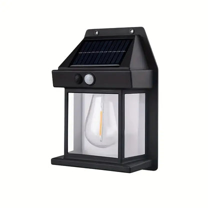 Solar-Powered LED Wall Light with Motion Sensor - Dimmable, Button Control, Polished Finish for Outdoor Use