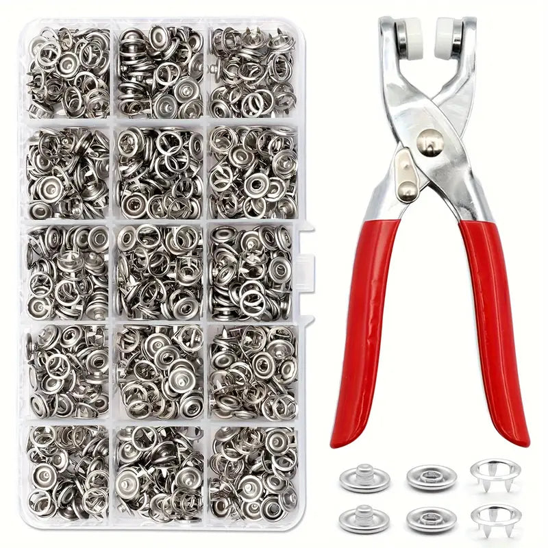 Silvery Metal Snap Buttons with Easy Install Pliers