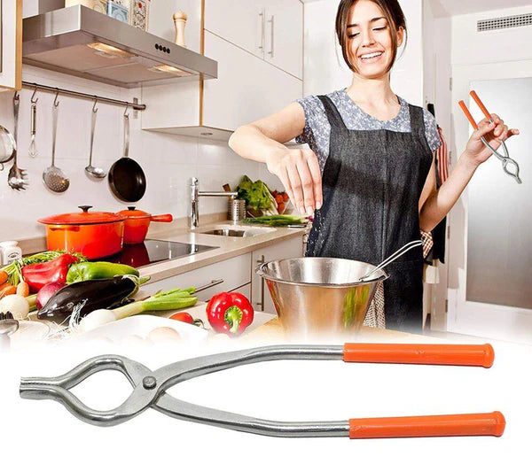 Stainless Steel Kitchen Pincers Cooking Utensil Holder with Easy Gripping Handle.