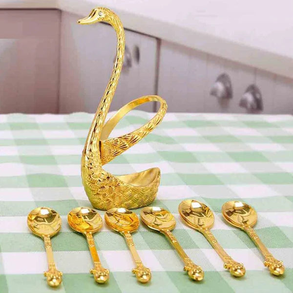 Swan Shaped Spoon Set Holder Stainless Steel