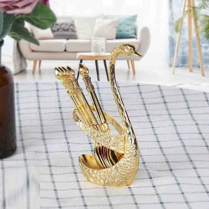 Swan Shaped Spoon Set Holder Stainless Steel